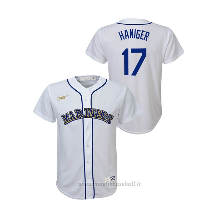 Maglia Baseball Bambino Seattle Mariners Mitch Haniger Cooperstown Collection Primera Bianco